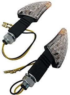 Motorrad Burchard Highway Hawk LED Blinker Set Shark in schwarz E-Markierung M10 Gewinde langer Stiel (2 Stk)