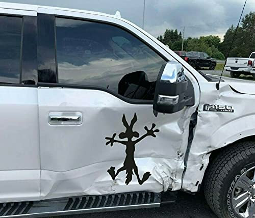 myrockshirt Coyote platt Unfall lustiger Sticker für Beule 20 cm Aufkleber Autoaufkleber