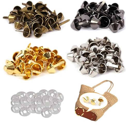 Dzsomt Taschenfüße 120 Stück Bodennägel für Taschen Tasche Füße Rundnieten Standfüße Cone Studs Stud Halbrunde Geldbörse Füße Spike 12mm für Geldbörse Handtasche (Bronze Golden Silber Schwarz)