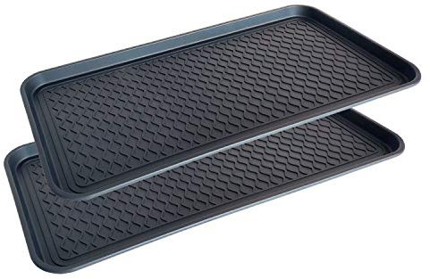 Bandeja escurridora para zapatos (2 unidades, 76 x 38 x 3 cm, con borde elevado), color negro