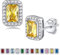 Bestyle Clous d'oreilles Femme S925 Argent 4 * 6mm Zirconium carré Boucles d'oreilles Pierre de Naissance Zirconium Blanc en Novembre Topaze Jaune