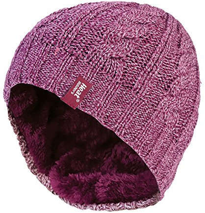 HEAT HOLDERS - Damen Mütze mit Fleecefutter für Winter und Herbst | Strick Beanie mit Warm Fleece (Einheitsgröße, Rose)