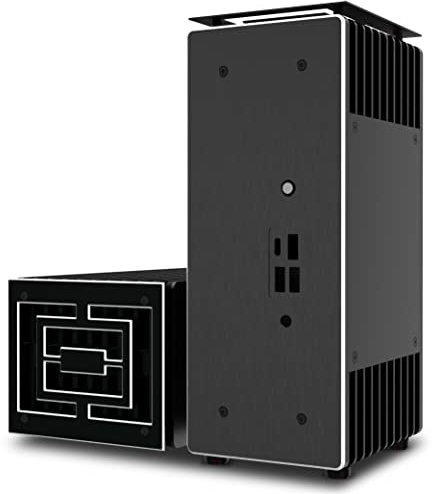 Akasa Turing ABX, Lüfterloses Gehäuse, Design für Gigabyte 4000U Serie BRIX Mini-PC bis zu AMD Ryzen™ 7, Interner M.2 SSD Kühlkörper, Vertikale oder horizontale Platzierung, schwarz, A-NUC76-M1B