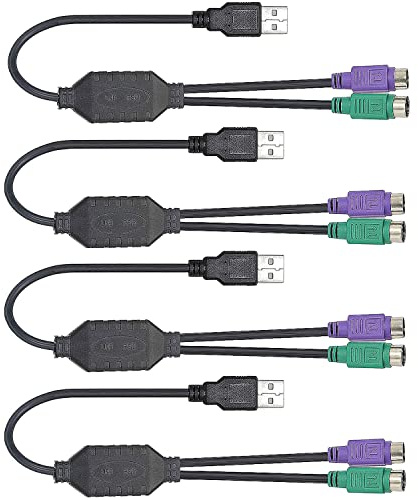 DaFuRui PS/2 to USB Adapter Cable, 4Pack PS2 Female to USB Male Converter Connector Adapter for PC Keyboard