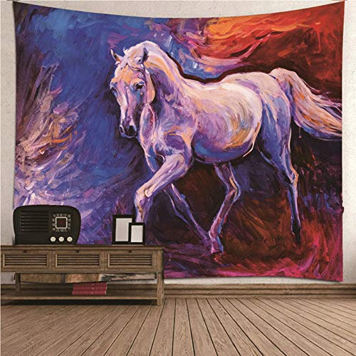 EHOMERY Tapiz Barato Suelo Piscina Antideslizante Pintura Caballo Multicolor 3D Tela Papel Paredes Infantil para Decoración Sala Estar del Dormitorio 200X200Cm