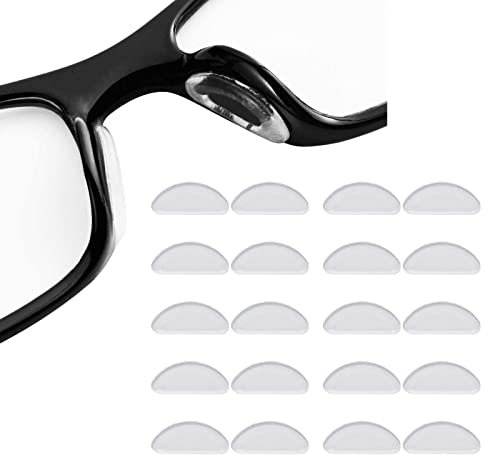 DAQIEPIN Naselli per occhiali autoadesivi 12 paia di bastone morbido silicone antiscivolo cuscinetti in gel trasparente 1 mm monocolo pastiglie per porta occhiali da sole prime