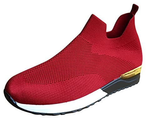 Solide Sport Frauen Sneakers Farbe Lining Outdoor-Schuhe Mesh atmungsaktive Schuhe Sneakers für Frauen Aigner Sneaker Damen (Red, 39.5)