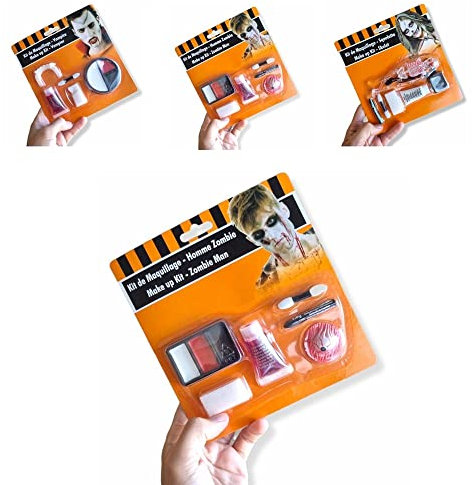 ANTEVIA - Kit de Maquillage pour Visage Zombie Halloween | Plus DE 10 MODÈLES | Déguisement Enfant Kermesse (Halokup Zombie)
