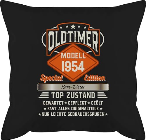 Kissen 50x50-70. Geburtstag - Oldtimer Special Vintage 1955 - Name - Retro Look zum Siebzigsten - 50 x 50 cm - Schwarz - 1953 Geschenke 70er 70 1954 männerkissen Frau lustig personalisiertes