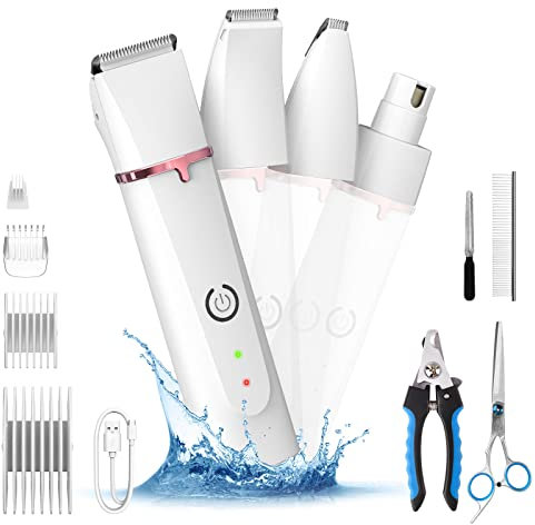 Kriogor Tondeuse à pattes, 4 in 1 Tondeuse Chien Professionnelle, Tondeuses Électriques pour Chiens et Chats, Tondeuse pour Chien Professionnelle pour chiens chats pattes, visage, corps (4 in 1 kit)