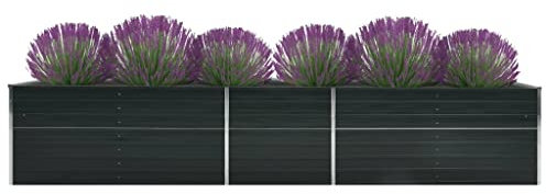 FIRBNUS Pot de Fleurs Extérieur 400x80x77 cm Boîte à Fleurs Profonde et Large Lit Surélevé de Balcon Métal Jardinière Jardin Facile à Assembler Lit de Plantation en Acier Galvanisé Anthracite