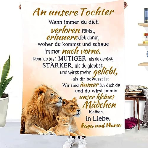 WJMSDK Personalisierte Decke Geschenke Für Tochter von Eltern, Kuscheldecke An Unsere Tochter von Mama und Papa, 18 Geburtstag Mädchen, Witziges Weihnachten Abschluss-Geschenke