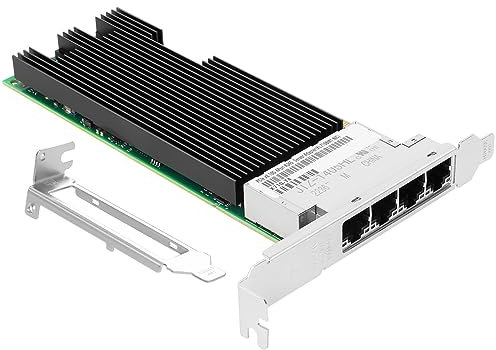 Euqvos Carte réseau Ethernet PCIe pour Intel X710-T4 XL710BM1 Chipset PCIe 3.0 X8 10 Go 4 ports RJ45 LAN Card Support Windows Server/Windows/Linux/VMware/ESX