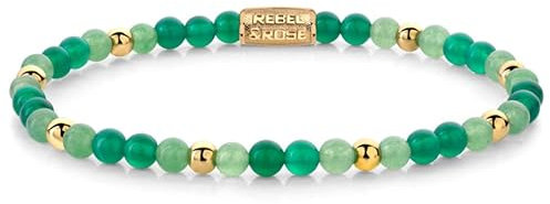 Rebel and Rose - RR-40122-G - Green Morning Vibes - Armband-Größe S, Leder, Perlen oder Leder Armband