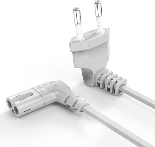 3M Netzkabel Stromkabel 2 polig, Ancable C7 Kabel Eurostecker Stromkabel 90° Euro Netzkabel für Samsung Fernseher LG Philips Sony Panasonic TV PS5 PS4 Xbox PC Kleingerätekabel - Weiß