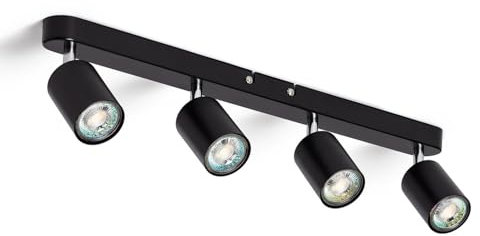LEDKIA LIGHTING Lámpara de Techo Orientable Metal 4 Focos Albus Black Large GU10