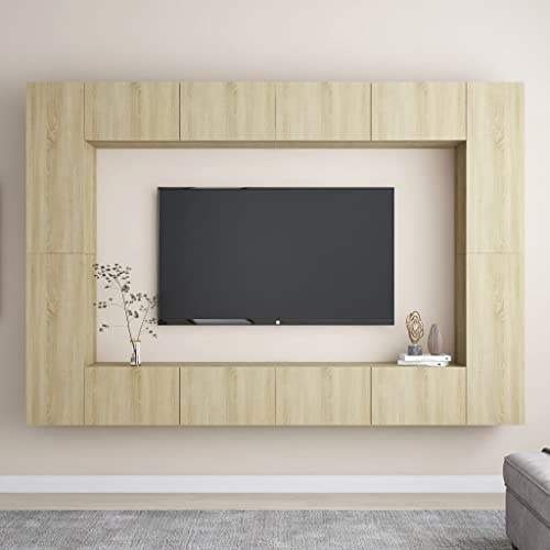 Unterhaltungszentren TV-Media-Ständer TV-Schränke Aufbewahrungsschränke 8-TLG. TV-Schrank-Set Sonoma-Eiche Holzwerkstoff für Wohnzimmer, Schlafzimmer, etc
