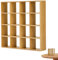 SMELEYOU Puppenhaus MöBel Miniatur Dollhouse Bücherregal Realistisches Holz 1:12 Miniatur Bücherregal 16 Gitter Mini Display Regal Wand Rack für Dollhouse Accessoires Dekorationen Holzfarbe