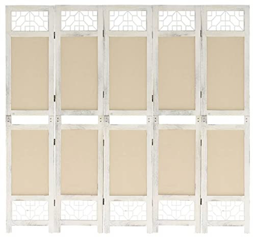 BaraSh 5-TLG. Raumteiler Creme 175x165 cm Stoff Trennwand Raumteiler Modern Gartendusche Sichtschutz
