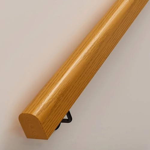 Holz Handlauf Mit Schwarzen Metall-Halterungen, Treppenhandlauf Aus Massivem Holz, Rutschfeste Treppengeländer Zur Wandmontage,Sicherheitsgeländer für ältere Menschen, Kinder Und Beh(Size:50cm/19.7in)