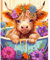 BEAYIOU Highland Cow Flower Paint by Numbers for Adults Beginners, Acrylic Simple Paint by Number Canvas for Gift Decoration (12x16 in)