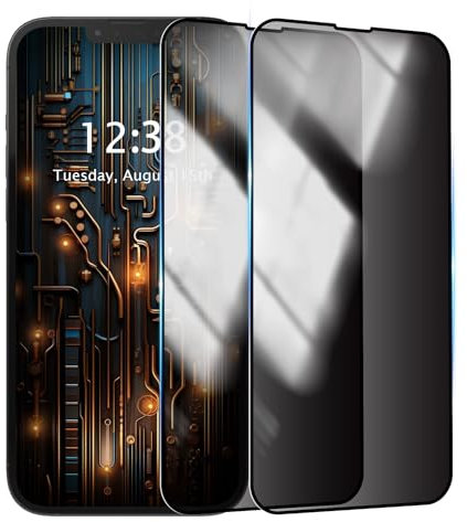 SharkProten 2 Stück Sichtschutz für Apple iPhone 13/13 Pro & iPhone 14, Anti-Spähen Panzer Schutz Glas, HD Blickschutzfolie, Unterstützt nicht die Entsperrung per Fingerabdruck