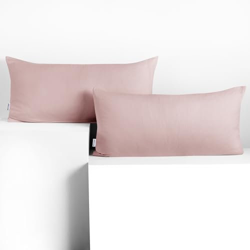 DecoKing 2 Kissenbezüge 40x80 cm Jersey 100% gekämmte Baumwolle Reißverschluss lila Amber