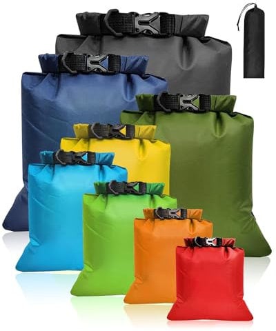 8-PCS Waterproof Dry Bag Set, Equipped with 12L 10L 8L 5L 3.5L 3L 2.5L 1.5L Large Capacity Tear Resistant Dry Bags, Waterproof Storage Bag for Hiking Camping Fishing Cycling (Multi Color)