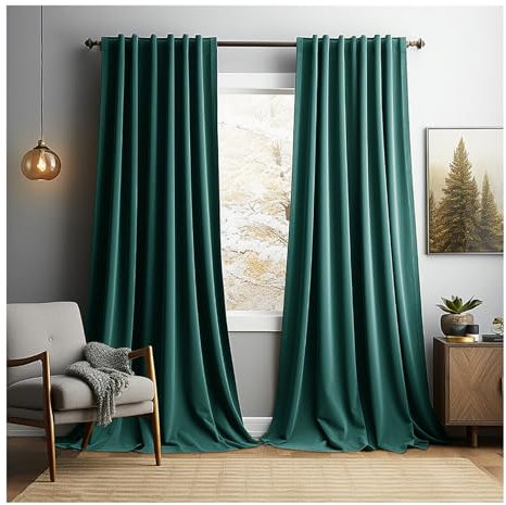 HonunGron Gardinen Samt 2er Set, Thermovorhang Kälteschutz, Vorhänge Mit Ösen, Verdunklungsvorhänge, Curtains, Verdunkelungsvorhang für Deko Wohnzimmer Schlafzimmer (Türkis,274 x 132cm (H x B))