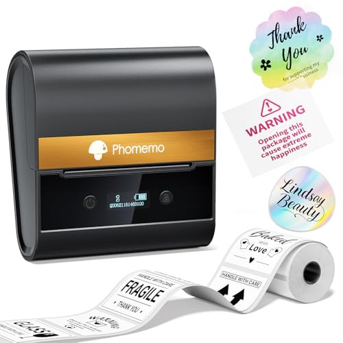 Phomemo M260 Etikettendrucker, Bluetooth Etikettendrucker Selbstklebend Thermo Etikettendrucker Tragbarer Etikettiergerät Selbstklebend für Barcode, Einzelhandel, Büro, Kompatibel mit Telefonen & PC
