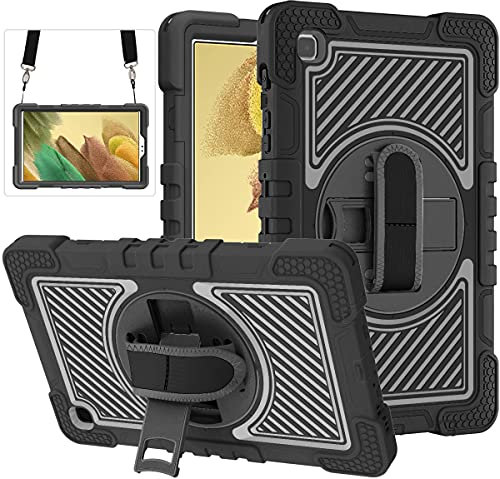 ERDARARIPRO Funda para tablet Samsung Galaxy Tab A7 Lite de 8,7 pulgadas, bonita funda de dibujos animados resistente a los golpes con soporte giratorio de 360° y correa de mano, color negro
