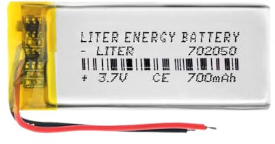 Battery 702050 LiPo 3.7V 700mAh 2.59Wh 1S 5C Liter Energy Battery for Electronics Rechargeable Portable Phone Smartwatch video light GPS - Not compatible for Radio Control 52x20x7mm (700mAh|702050)