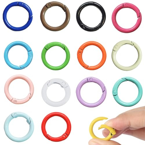 15 Pezzi Moschettoni per Borse Moschettone Rotondo 24mm Anelli per Borse Uncinetto Ganci per Borse Accessori per Borse fai da te Scatto Molla Portachiavi-O per Zaini Borsetta Cinghie (15 Colori)