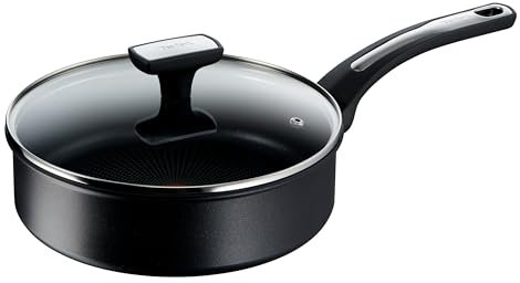 Tefal Ø 24 cm Schmorpfanne und Deckel | Selection Pfanne für alle Herdarten, auch Induktion | Universalpfanne mit hohem Rand | Antihaft Allzweckpfanne mit Glasdeckel und Thermo-Signal