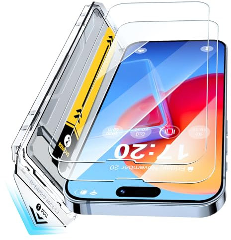 BENTIACC 9H+ Protector Pantalla para iPhone 14 Pro Max – 2 Piezas, Cristal Templado Inastillable, Alineación Automática para Instalación Rápida Sin Burbujas, Ultra HD Transparente Antirrayaduras