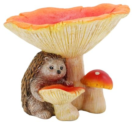 Vogelfutterspender für Terrasse, Pilz-Stil, Dekoration, Gartenstatue, Kunstharz, einzigartig, strukturell, wasserdicht, dekorativ, stilvoll und stabil für den Außenbereich, 9,9 x 9,5 x 9,9 cm