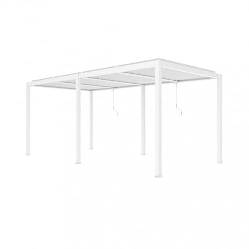 PERGOLA BIOCLIMATICA 5,8X3 H240 ALLUMINIO BIANCA DOPPIA LAMELLA ORIENTABILE