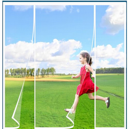 Alwayswhy Mosquitera Magnética para Puerta, Cortina Puerta Magnetica, Doble Apertura Lateral Mosquitera Puerta Corredera, Blanco, 200(50/100/50)210cm