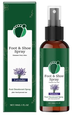 Spray per piedi, deodorante alla fragranza di lavanda, deodorante per scarpe non appiccicoso, spray profumato per piedi, ideale per l'uso quotidiano, allenamento, casa, palestra, sport, viaggi, 2,7 x