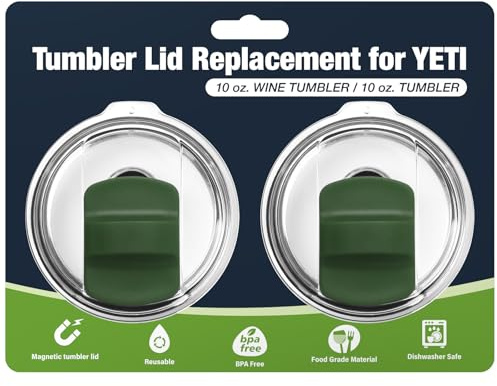 10 oz Tumbler Lids for YETI,Magnetic Tumbler Lid Replacement for YETI,BPA Free 2 Pack Army Green Tumbler Lids