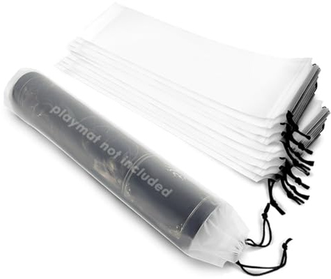 Playmat Bag for TCG – 10 Pack Waterproof Frosted White Polyethylene Storage Bags, Reusable Travel Pouch for Trading Card Game Mats, Large Portable Gaming Mat Cases