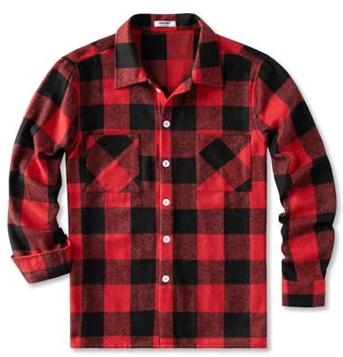 COOFANDY Chemise en Flanelle pour Homme à Carreaux Manches Longues Boutons et Poche Poitrine