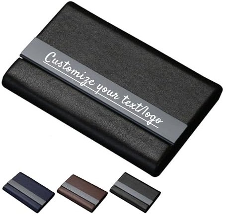 Youdian Porte-cartes de visite personnalisé gravé votre nom/logo/texte | Porte-cartes de visite en cuir personnalisé pour homme ou femme comme cadeau unique d'affaires