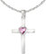 CLEVER SCHMUCK Mädchen Halskette Kreuz Anhänger 22 mm Herz Zirkonia rosa Kette Singapur 40 cm Sterling Silber 925 zur Kommunion Konfirmation im Schmucketui