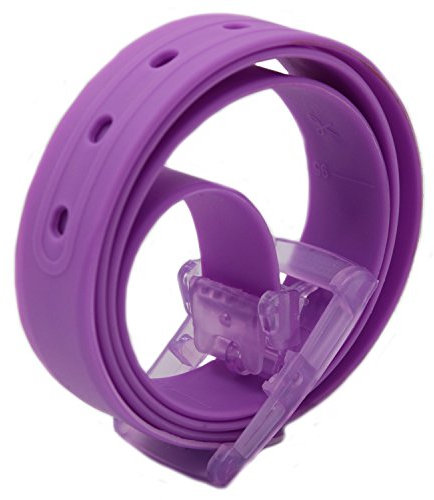 MEISHINE® 115 x 3,5 cm Candy Colour unisexe ceinture en silicone avec boucle plastique pour homme femme, Pourpre, 115*3.5cm