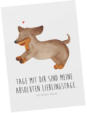 Mr. & Mrs. Panda Postkarte Hund Dackel - Geschenk, süß, Haustier, Hunderasse, Sprüche, Dachshund, Geschenkkarte, Geburtstagskarte, Hunde, Grußkarte,