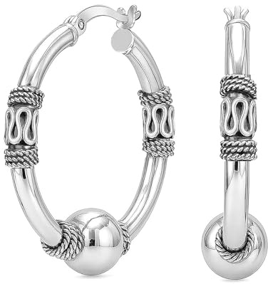 LeCalla Damen-Creolen aus Sterlingsilber, 3.05 cm, Sterling Silber, Kein Edelstein