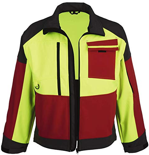 Forstjacke Softshell-Jacke leuchtgelb/rot/grau Größe L