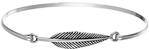 Silverly 925 Sterling Silber Feder Armreif mit Hakenverschluss | Stapelarmband aus Massivem Blattsilber | von der Natur Inspirierter Schmuck für Damen | Einzigartige Geschenke für die Freundin