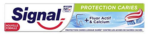 Signal Dentifrice Blancheur et Protection Caries, Riche en Calcium & Fluor, Action Longue Durée, 75ml